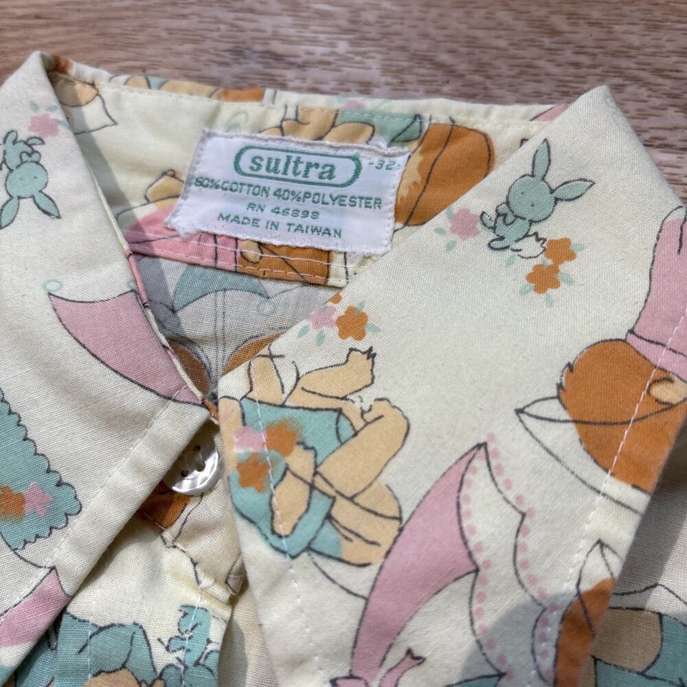 vintage 70s women’s SULTRA Umbrella Kids Novelty Print Button shirt size 32 - Picture 4 of 9